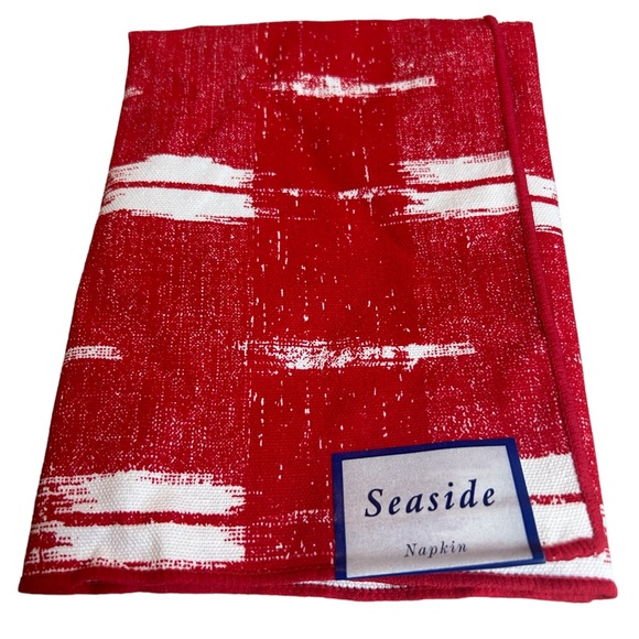 Set Of 4 Cloth Napkins Bright Red White Table Linens 17” Square Fabric Bardwil - Picture 3 of 4